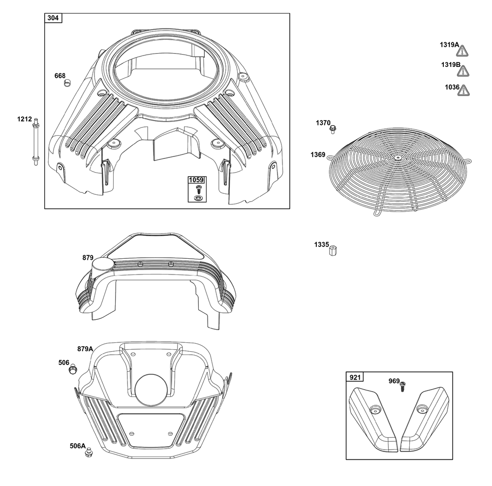 Blower Housing Group Diagram and Parts List for 61G877-0016-J1  Briggs and Stratton Engine